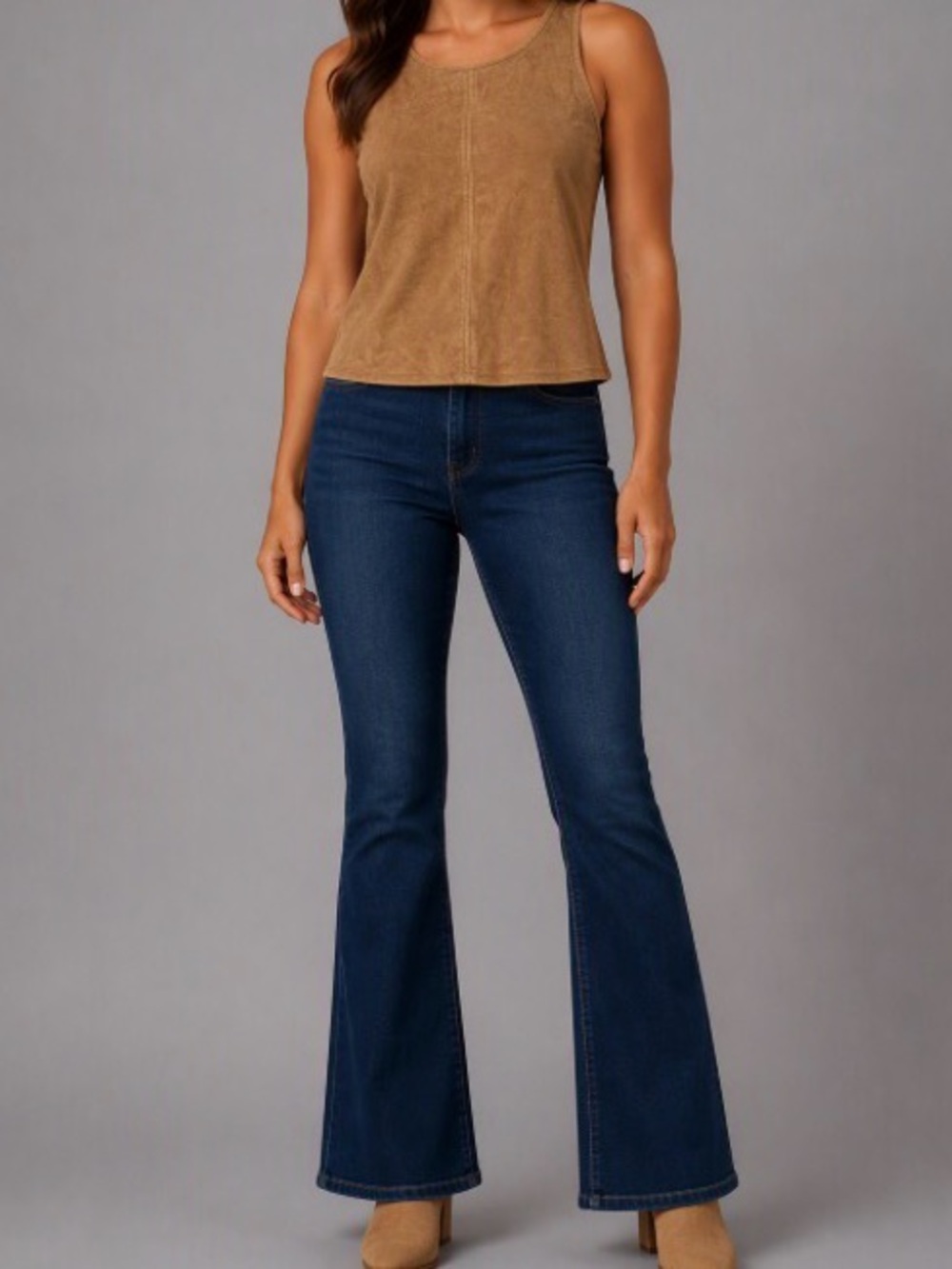 Tan Vegan Suede Tank Top